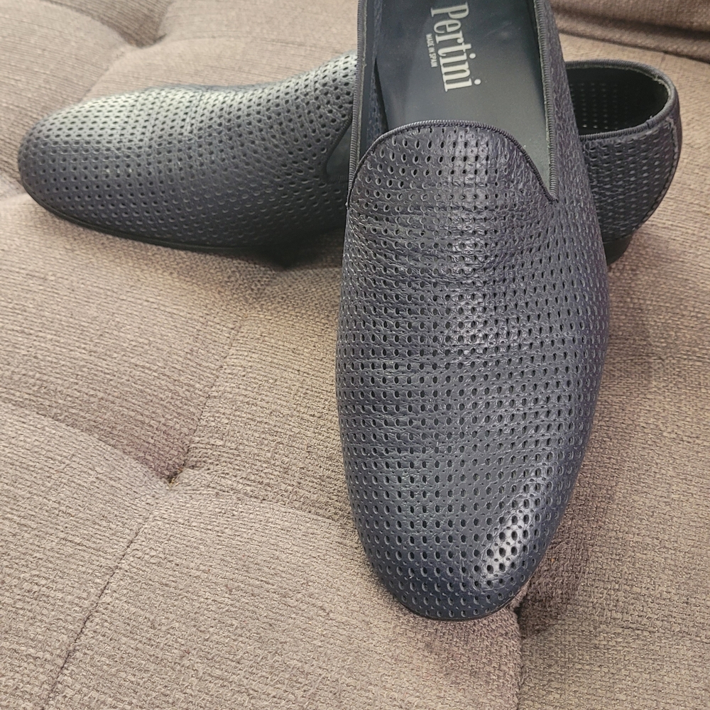 Perlini Men's Navy Perforated Loafers
